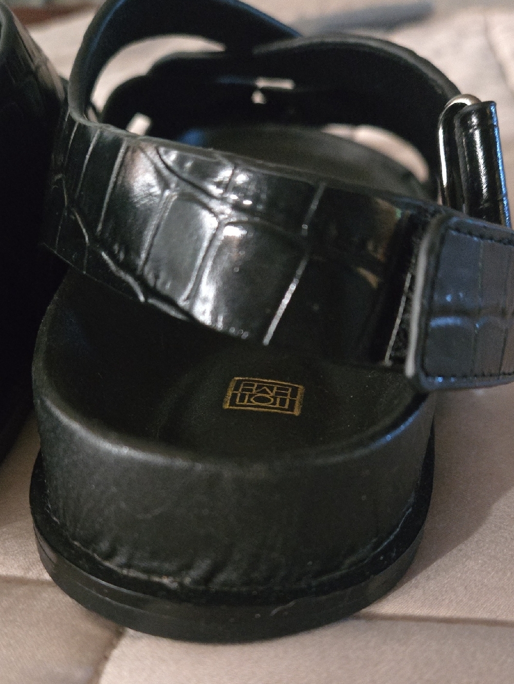 Toteme Black Croc-Embossed Gladiator Sandals - Picture 14 of 15
